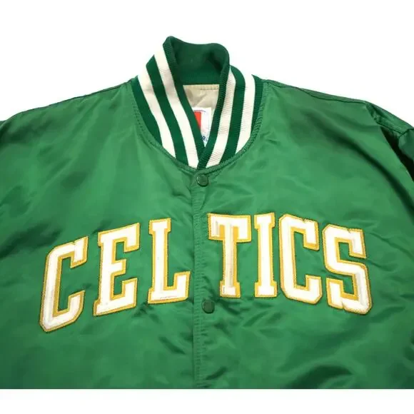 Vintage 90s Starter Boston Celtics Satin Bomber Jacket Mens XL